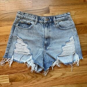 Zara Blue Distressed Jean Shorts